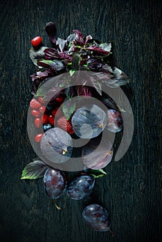 Basil, rries and ripe