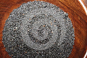 Basil seeds or sabja seeds in bowl