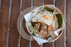 Basil Thai Chicken with Fried Eggs & Rice