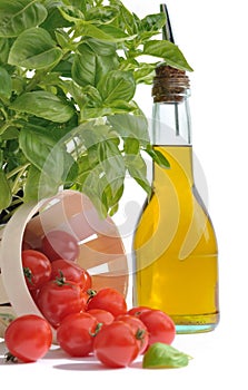 Basil, tomatoes and olive oil