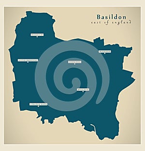 Basildon district map - England UK