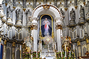 Basilica Altar Monstrance Jesus Painting La Compania Church Puebla Mexico photo