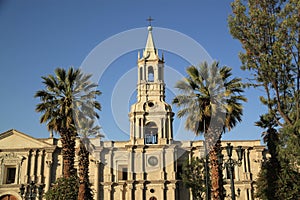 Basilica Cathedral of Arequipa in Plaza de Armas, Peru, South America photo