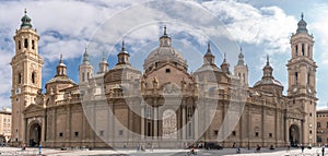 Basilica Cathedral Pilar Zaragoza Aragon Spain gigapan, facade