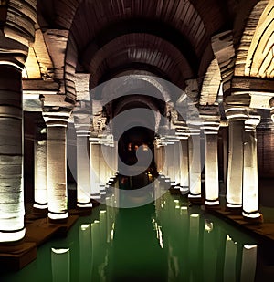 Basilica Cistern, interior depiction