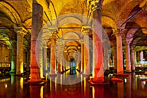 The Basilica Cistern interior in Istanbul