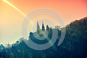 Basilica de Santa Maria la Real de Covadonga. Covadonga, Cangas de OnÃÂ­s, Asturias, Spain