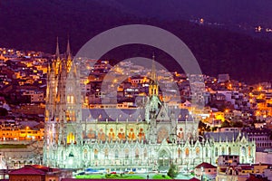 Basilica Del Voto Nacional By Night