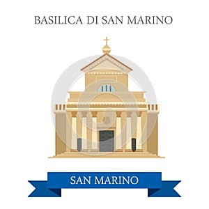 Basilica di San Marino Europe flat vector attraction landmark