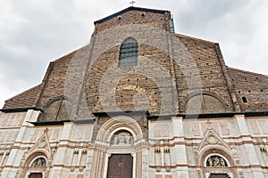 Basilica di San Petronio facade in Bologna, Italy photo