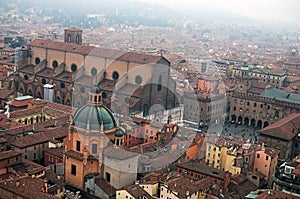 Basilica di San Petronio and Piazza Maggiore. Bologna, Italy photo