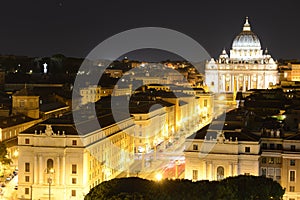 Basilica di San Pietro, Vatican city at night