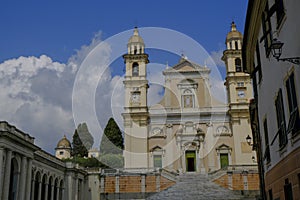 Basilica di San Stefano on a sunny day in lavagna, Liguria, Italy. Religious architecture