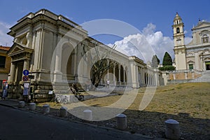 Basilica di San Stefano on a sunny day in lavagna, Liguria, Italy. Religious architecture