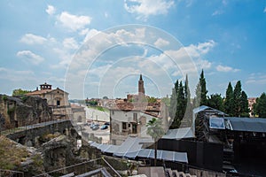 Basilica di Santa Anastasia and Teatro Romano in Verona, Italy.