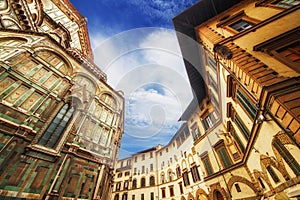 The Basilica di Santa Maria del Fiore (Basilica of Saint Mary of the Flower) and the surrounding architecture, Florence