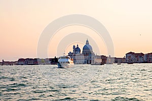 Basilica di Santa Maria della Salute in Venice in evening time