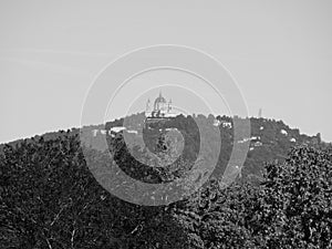 Basilica di Superga in Turin, black and white