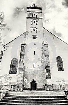Basilica of the Holy Cross in Kezmarok, Slovakia, colorless