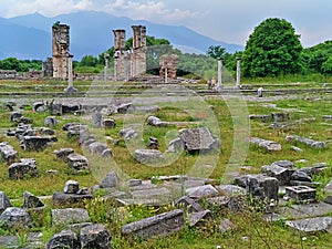 Basilica II christian temple ruins in the Ancient site of Filipoi