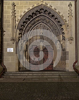 Basilica Minor of Saint Benedict at night. Hronsky Benadik. Slovakia