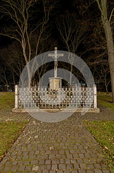 Basilica Minor of Saint Benedict at night. Hronsky Benadik. Slovakia