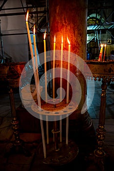 Basilica of the Nativity. Burning candle