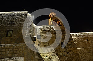 Basilica of the Nativity of Christ night. The city of Bethlehem