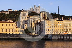 Basilica of Notre-Dame de Fourviere and Lyon Cathedral photo