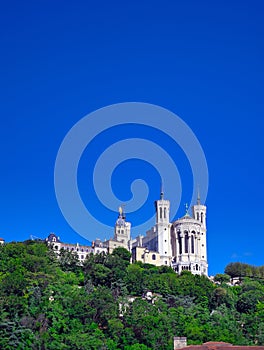 The Basilica of Notre Dame de Fourviere overlooking Lyon, France