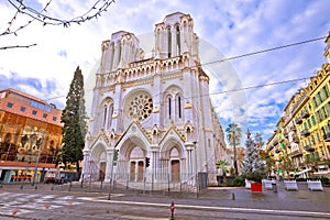 The Basilica of Notre-Dame de Nice and street of Nice view