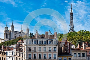 The Basilica of Notre-Dame of Fourviere in Lyon, France, Europe