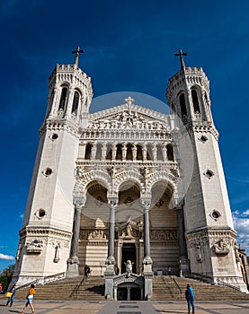 The Basilica of Notre-Dame of Fourviere in Lyon, France, Europe