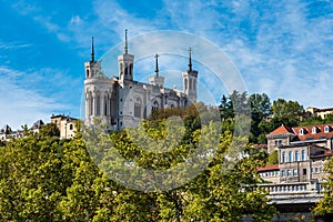 The Basilica of Notre-Dame of Fourviere in Lyon, France, Europe