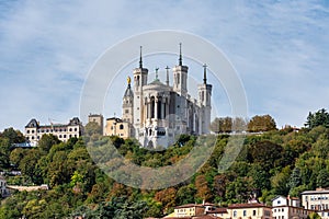 The Basilica of Notre-Dame of Fourviere in Lyon, France, Europe