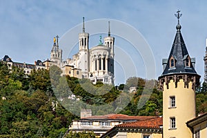 The Basilica of Notre-Dame of Fourviere in Lyon, France, Europe