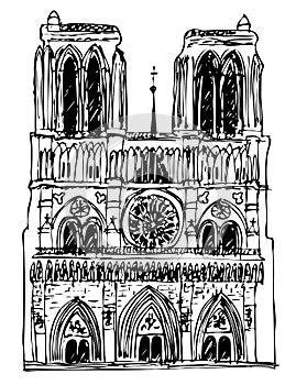 Bazilika dáma v paríž vektor ilustrácie 