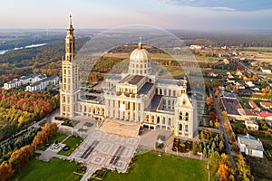 Basilica of Our Lady of LicheÅ„ in Poland. Aerial view