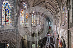 Basilica of Quito central nave view from above