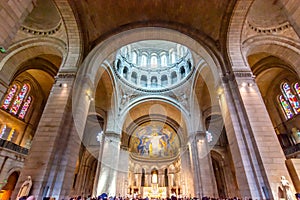 Basilica of Sacre Coeur Sacred Heart interior, Paris, France