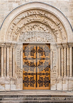 Basilica of Saint Denis: Architectural details. Paris, France photo