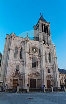 Exterior facade of the Basilica of Saint Denis, Saint-Denis, Paris, France