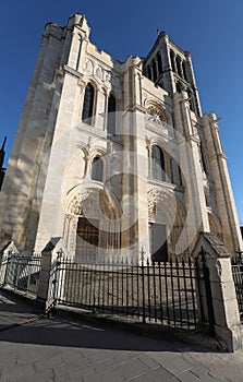 Exterior facade of the Basilica of Saint Denis, Saint-Denis, Paris, France photo