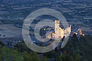 Basilica San Francesco of Assisi at dusk