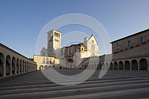 Basilica of San Francesco of Assisi after sunrise