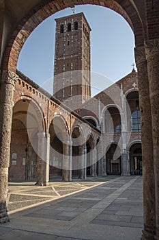 Basilica of Sant\'Ambrogio, ancient church in Milan, Italy.