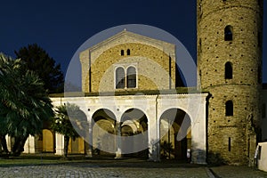 Basilica of Sant\'Apollinare Nuovo at night. Ravenna