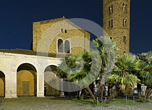 Basilica of Sant\'Apollinare Nuovo at night. Ravenna