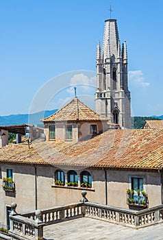 Basilica of Sant Feliu of Gerona, Costa Brava, Catalonia, Spain.