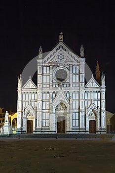 Basilica of Santa Croce in evening, Florence, Italy